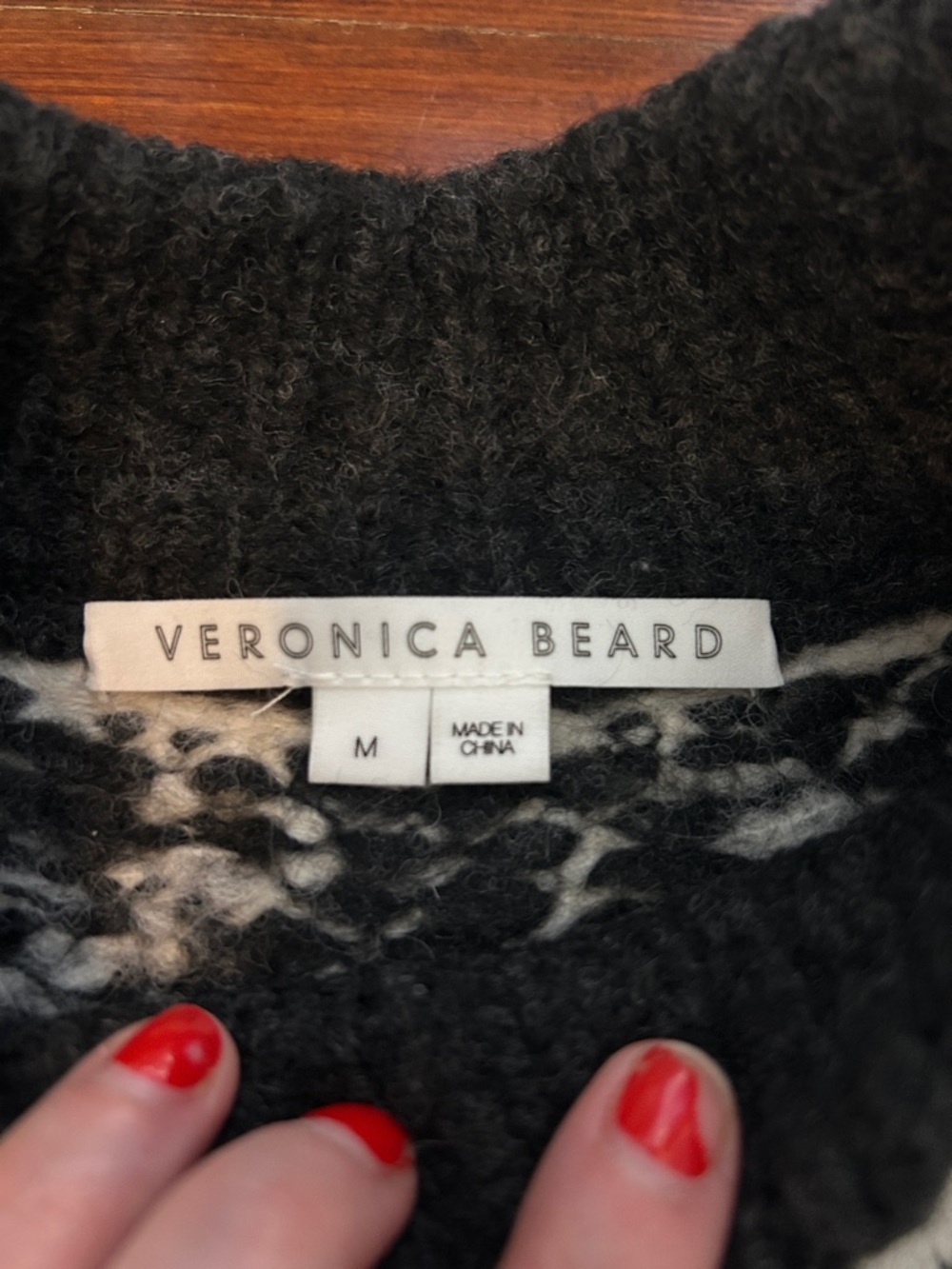 Veronica Beard Black & Cream Nordic-Style Knit Sweater - Picture 2 of 7